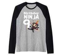 9° Compleanno Ninja Kick Compleanno Ninja 9 Maglia con Maniche Raglan