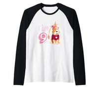 9 ° Compleanno Ragazza Cane Cuccioli Bambini io Sono 9 Maglia con Maniche Raglan