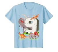 9° Compleanno Ragazzo Figure Di Dinosauro Nove Anni Maglietta