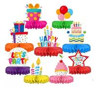 9 decorazioni colorate a nido d'ape per la tavola di compleanno, centrotavola 3D per feste di buon compleanno, decorazione da tavolo riutilizzabile per feste a tema arcobaleno, baby shower