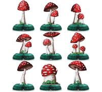 9 decorazioni per feste a forma di fungo, centrotavola a nido d'ape, decorazione per feste a forma di fungo, forniture per feste nel paese delle meraviglie, decorazione per feste per baby shower,