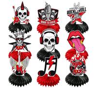 9 decorazioni per feste anni '50 rock and roll centrotavola in carta a nido d'ape, tema musicale Born to Rock, decorazione da tavolo per musica rock anni '50, decorazione da tavolo per feste di