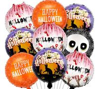 9 decorazioni per feste di Halloween, simpatici palloncini di Halloween, teschio di gatto nero, sfera macchiata di sangue, palloncini in lamina per Halloween, decorazioni di compleanno, feste di nozze