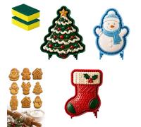 9-Design Christmas Mini Pie Molds Collection, Reusable Holiday Mini Pie Molds for Baking,DIY Christmas Baking Set with Santa, Snowman, Reindeer Tree, for Fruit Desserts (3PCS-A)