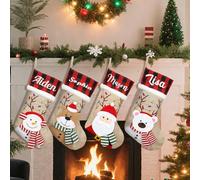 9 divertenti calze natalizie fai da te personalizzate da 45,7 cm, ricamate a maglia, per camino, scale, casa, albero di Natale