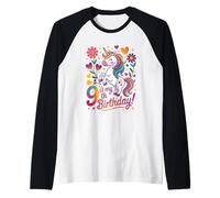 9 È Il Mio NONO Compleanno Unicorn Rainbow Magic Maglia con Maniche Raglan
