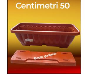 9 Fioriere Balcone con Sottovaso a Incastro Sistema Riserva Acqua Lunghezza 50cm