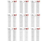 9 fogli 3D sopracciglia tatuaggio ecologico impermeabile tatuaggi sopracciglia adesivi simili ai capelli per donne ragazze (nero)