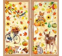 9 Fogli Adesivi per Finestre, Alluring Autunno Vetro Adesivo, Foglie Acero Autunnali Stickers per Finestre per il Autunno e Feste 20cm x 30cm