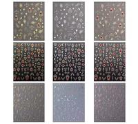 9 fogli di adesivi per unghie abbronzanti a forma di stella e luna, decalcomanie per decorazioni artistiche e manicure