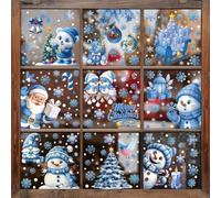 9 fogli di immagini per finestre di Natale, per bambini, adesivi riutilizzabili in PVC per finestre di vetro, autoadesivi per decorazioni natalizie