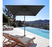 9 FT Market Outdoor Table Umbrella with 28 LED Lights Umbrella, Portable Outdoor Umbrellas Push Button Tilt Pole Protection Windproof Sunshade for Beach Pool Backyard