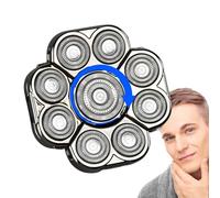 9-Head Shaver Head Replacement - Double Ring Electric Razor Attachment | Bald Head Shaver Blades, Wet Dry Rotary Cutter Refill for Men’s Grooming, Smooth Fast Close Shave