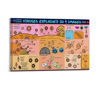 9 immagini per spiegare il virus poster arte vintage, tela da parete, decorazione estetica, soggiorno, camera dei bambini, dormitorio, bar, bagno, adatto per camera da letto, palestra, cool classic