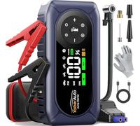 Booster Avviamento Auto 6000A con Compressore 150PSI, YaberAuto Avviatore Batteria Auto per 9.0L Gas/8.0L Diesel, 12V Starter Batteria, Guanti isolanti, 500 lumen Torcia