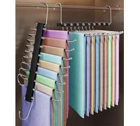 9 in 1 Grucce Pantaloni Salvaspazio, 2 Pezzi Gruccia Pantaloni, Acciaio Inox Antiscivolo Multifunzione Appendini, Porta Pantaloni per Armadio, Appendi Pantaloni da Armadio, per Jeans, Sciarpe, Gonne