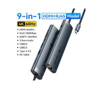 (9 in 1 HDMI 4K60Hz) Vention USB C HUB 4K 60Hz Tipo C a HDMI RJ45 Ethernet PD 100W SD TF compatibile