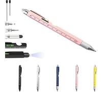 9 in 1 Multitool Pen with LED Light,Stainless Steel Survival Pen with Screwdriver Stylus Ruler Bottle Opener,EDC Multi Utility Tool Pen,Cool Gadgets Gift Birthday Unique Gift for Men (Pink)
