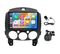 9 inch Doppio DIN Autoradio per Mazda 2 2007-2013 con Wireless Carplay Android Auto, 4+64G Android 15 Car Radio for Mazda 2 GPS Navi DAB Radio Bluetooth WiFi FM AHD Backup Camera RDS SWC