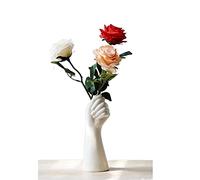 9 Inch Modern Art Ceramic Flower Vase Hand Holding Plants Flower Container Tabletop White Arm Vase