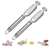 9 Inch Stainless Steel Fish Scaler with Ginger and Garlic Grating Plate, Stainless Steel Fishs Scaler, Hanging Handle Kitchen Tool for Descaling, Grating & Cleaning (Style B,2 PCS)