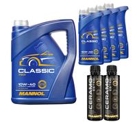 9 L MANNOL Olio Motore CLASSIC 10W-40 Incluso 2x Additivo Ceramo Ester 9829