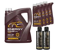 9 L MANNOL Olio Motore Energy Combi LL 5W-30 Inkl. 2x Additivo Ceramo Ester 9829