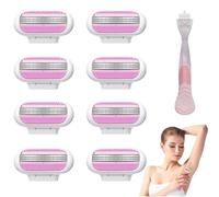 9 lame di ricambio da donna Venus, lame di ricambio con 3 cuscinetti protettivi, pratico supporto, compatibile con la maggior parte dei rasoi adatti per le donne