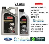 9 LITRI LT OLIO MOTORE ORIGINALE FORD MOTORCRAFT 5W30 LT.5 TANICA ACEA A1 A5 B5