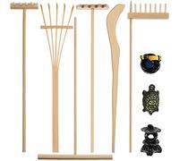 9 Mini Sandbox Kit Giardino Zen in Bambù Desktop Mini Attrezzi Accessori Giardino Zen con Figurine per Genitori Decorazioni Tavola di Mediazione