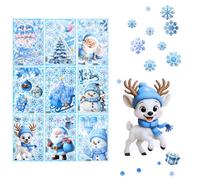 9 modelli adesivi per finestra di Natale, fiocchi di neve riutilizzabili con adesivi statici su entrambi i lati, adesivi natalizi tra cui Babbo Natale, renna, pupazzo di neve