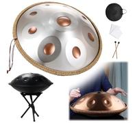 9 Note Handpan 22 Pollici D Minore Kurd Handpan Drum Percussion Hangdrum Per La Guarigione Sonora, Meditazione Personale D Minore 440Hz/432Hz 55 CM Steel Hand Drum(Goldeneye,9 Notes (440Hz))