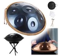 9 Note Handpan 22 Pollici D Minore Kurd Handpan Drum Percussion Hangdrum Per La Guarigione Sonora, Meditazione Personale D Minore 440Hz/432Hz 55 CM Steel Hand Drum(Blue,9 Notes (440Hz))