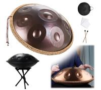9 Note Handpan 22 Pollici D Minore Kurd Handpan Drum Percussion Hangdrum Per La Guarigione Sonora, Meditazione Personale D Minore 440Hz/432Hz 55 CM Steel Hand Drum(Purple,9 Notes (440Hz))