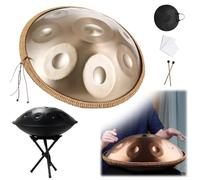 9 Note Handpan 22 Pollici D Minore Kurd Handpan Drum Percussion Hangdrum Per La Guarigione Sonora, Meditazione Personale D Minore 440Hz/432Hz 55 CM Steel Hand Drum(Gold,9 Notes (432Hz))
