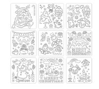 9 Pacchetti Natale Dipinte Stencil Modelli Riutilizzabili Babbo Renna Per Alberi Snowman Cavo Amanti Fai -da -te Che Dipingono Modelli Stencil Per Bambini Kit Tela In