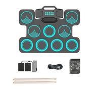 9 Pad Batteria Elettrica Pratica Drum Machine Con Jack Cuffie Pedali Incorporati Stick Pads Set Elettronico