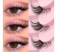 9 paia di ciglia finte a strisce trasparenti a forma di occhio di gatto, corte e morbide, dall'aspetto naturale simile al visone 3D (BP02), ciglia a strisce Fibra sintetica