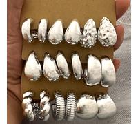 9 paia di orecchini a cerchio con gocce d'acqua lucide e texture a C, accessori di moda adatti per l'uso quotidiano delle donne, ottimo regalo per fidanzate, amiche e familiari Tagli UnicaPerline rive