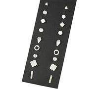 9 Paia/Set Mini Triangolo Geometrico Tondo Quadrato orecchino Set Donne Piercing Assortiti Perline Charms più Orecchini a Bottone, Argento Nice