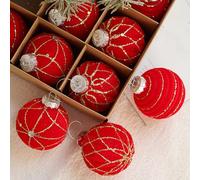 9 palline di Natale in velluto per albero e luogo, decorazioni per feste, matrimoni, feste stagionali, decorazioni per la casa (rosso)