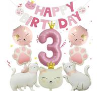 9 palloncini per gatti, decorazione di compleanno, con elio, per decorazioni di compleanno, 3 anni, per ragazze, palloncini decorativi, palloncini per gatti, feste di compleanno per bambini