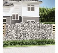 9 Pcs Arc Gabion Baskets 400x50x160/180 cm Galvanized Steel Wire Mesh for Garden Barrier, Decorative Windbreak & Outdoor Landscaping - Durable Stone Wall Fence with Reinforced Hooks