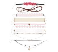 9 Pcs Choker Pizzo Collana Fiori Collane Girocollo Per Donna Femminile