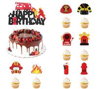 9 pcs Decorazioni per torte di compleanno a tema vigili del fuoco di compleanno per bambini a tema vigili del, Decorazioni per torte a tema camion dei pompieri a tema vigili del fuoco per feste a tema
