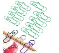 9 Pcs Heart Paper Clip Pen Holders, 2.8 Inch Jumbo Metal Pen Clips for Notebooks, Books & Office Supplies (Green)