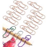 9 Pcs Heart Paper Clip Pen Holders, 2.8 Inch Jumbo Metal Pen Clips for Notebooks, Books & Office Supplies (Rose Gold)