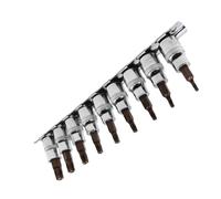 9 pezzi 3/8" Drive 5-Point Star for Torx Socket Sleeve Set per - T50 - Metallo ad alta durezza, resistente alla ruggine, con rack di stoccaggio