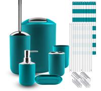 9 Pezzi Accessori Bagno Set Sapone Piatto Tenda Doccia Wc Spazzola Trash Bin
