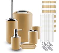 9 Pezzi Accessori Bagno Set Sapone Piatto Tenda Doccia Wc Spazzola Trash Bin